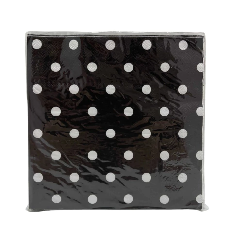 Guardanapo de Papel Poá Bolinha Preto e Branco 33x33 cm 20 Unidades | MAKE+ - Inspire sua Festa Loja - comprar online