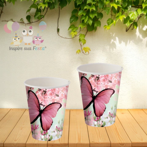 Copo de Papel Festa Jardim das Borboletas 200 ml 8 Unidades Festcolor - Inspire Sua Festa Loja - comprar online