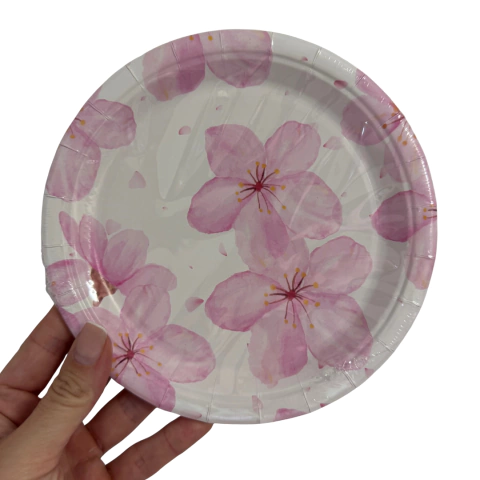 Prato de Papel Festa Jasmim 18 cm 8 Unidades Ponto das Festas - Inspire Sua Festa Loja