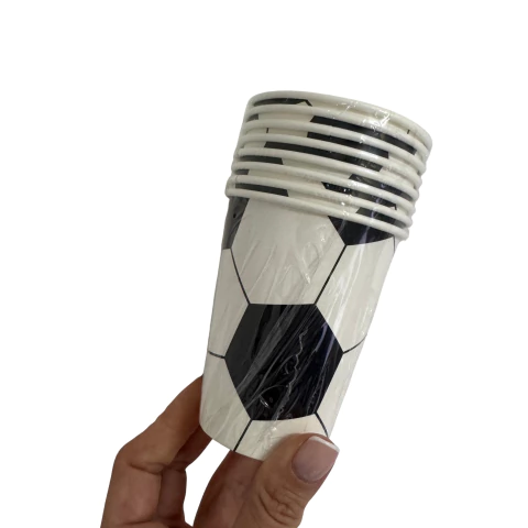 8 Copos de Papel Festa Futebol Dourado ou Preto e Branco 250 ml – Ponto das Festas – Inspire Sua Festa Loja - Inspire sua Festa Loja