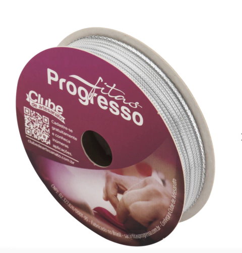 Fita Metalizada 15 mm M007 COR 218 Prata 10 mts Fitas Progresso - Inspire sua Festa Loja
