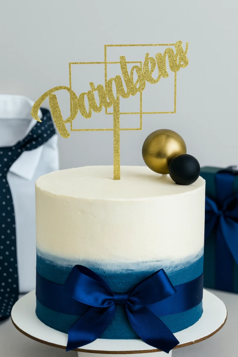 Topo Topper de Bolo Parabéns Dourado Glitter 13,3 cm Acrílico Vivarte - Inspire sua Festa Loja - comprar online