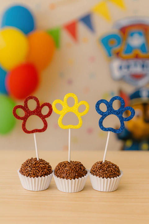 Topper Decorativo para Docinhos Patrulha Cachorrinho EVA Glitter 10 cm 6 Unidades Vivarte - Inspire sua Festa Loja - comprar online