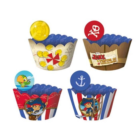 Cupcake Wrapper com enfeite para festa Jake e os Piratas - 12 unidades