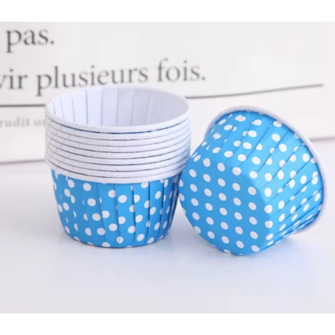 10 Forminhas de papel para Cupcake Forneável Azul Poá - Inspire sua Festa Loja