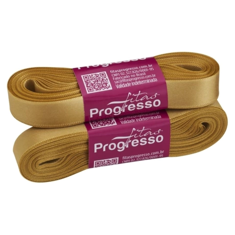 Fita de Cetim Ouro N.03 15mm com 10 metros - Fitas Progresso - Inspire sua Festa Loja