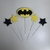 Topo de bolo Palito Batman 5 Peças EVA Glitter 15 cm Vivarte - Inspire sua Festa
