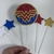 Topo de bolo Palito Mulher Maravilha 5 Peças EVA Glitter 15 cm Vivarte - Inspire sua Festa - Inspire sua Festa Loja