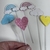 Topo de bolo Palito Chuva de Amor 6 Peças EVA Glitter 15 cm Vivarte - Inspire sua Festa Loja - Inspire sua Festa Loja