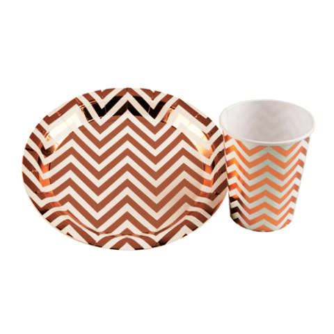 Kit Festa 10 Copos 10 Pratos Chevron Silver Festas - Inspire sua Festa Loja na internet