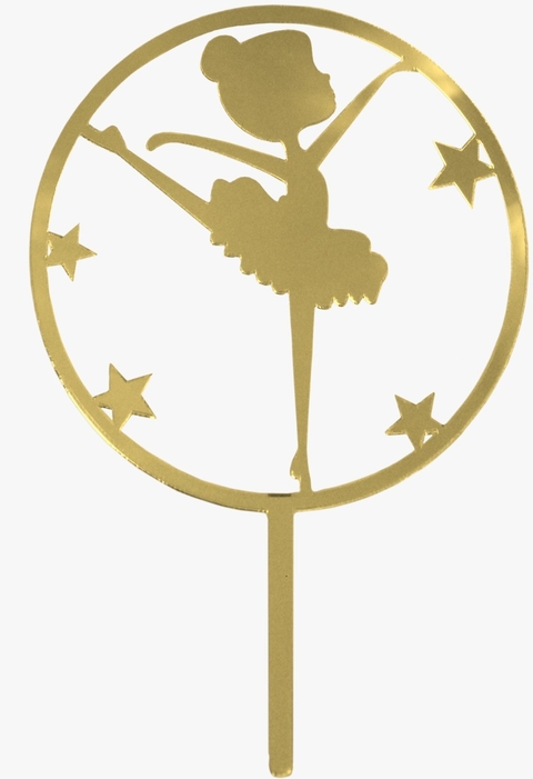 Topo de Bolo Decorativo Bailarina Dourado 22 cm Vivarte - Inspire sua Festa Loja