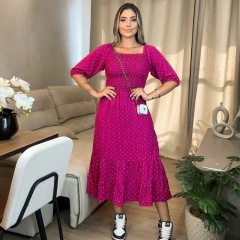 Vestido Maxi Midi Poa Pink
