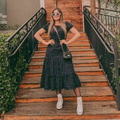 Vestido Poa Midi Preto