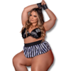 Fantasia Sexy Plus Size Com Bojo 69 Presidiária