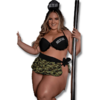 Fantasia Sexy Plus Size Com Bojo Militar Top Preto