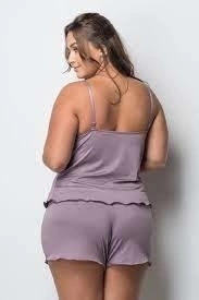 Short Doll Plus Size Liso e Renda - Ímpeto Modas - Estilo Ousado e Sensual