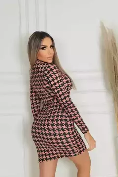 Vestido Canelado Manga Longa Gola Alta