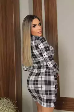 Vestido Canelado Manga Longa Gola Alta na internet