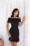 Vestido Curto Canelado Ombro A Ombro Babado Embaixo - comprar online