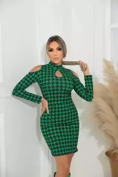 Vestido Manga Longa Ombro Vazado Decote Gota - comprar online
