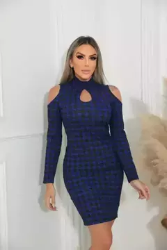 Vestido Manga Longa Ombro Vazado Decote Gota - loja online