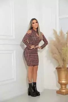 Vestido Manga Longa Ombro Vazado Decote Gota - loja online