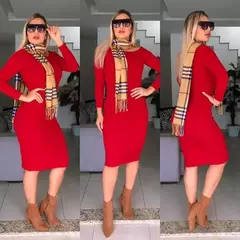 Vestido Midi Manga Longa Ombro A Ombro - comprar online