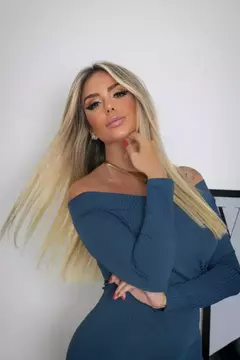 Vestido Midi Manga Longa Ombro A Ombro - loja online