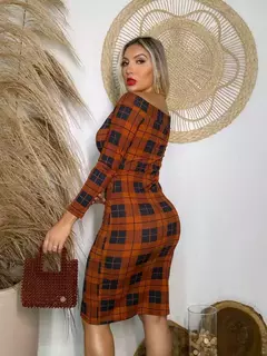 Vestido Midi Manga Longa Ombro A Ombro na internet