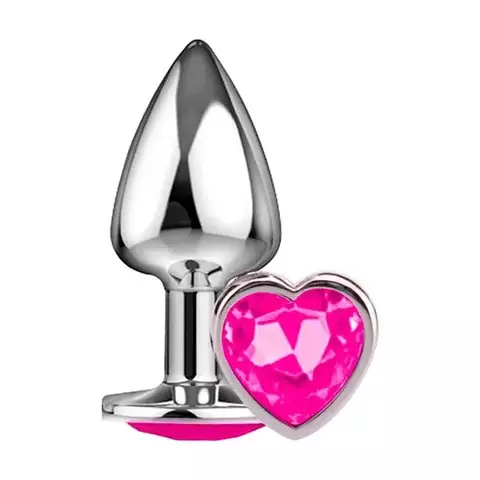 Plug Anal ABS cor Metalizado Com Pedra Rosa Formato De Coração Delicious