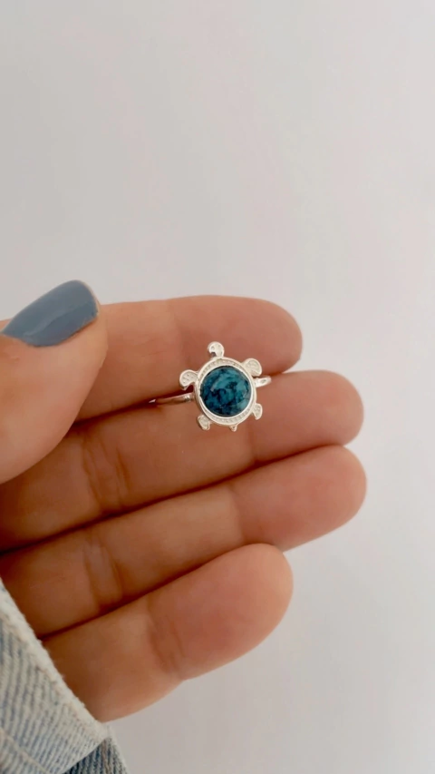 Anel tartaruga pedra natural Turquesa - comprar online