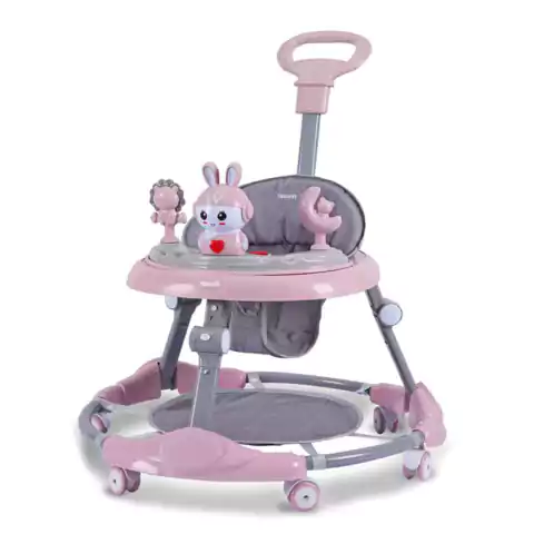 Andador Anti Vuelco con Manija de Empuje Felcraft Gris-Rosa