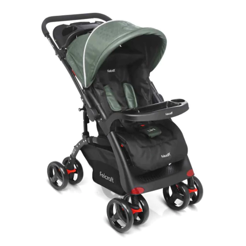 Coche Manija Rebatible Ruedas Todoterreno con Giro 360 Felcraft Verde