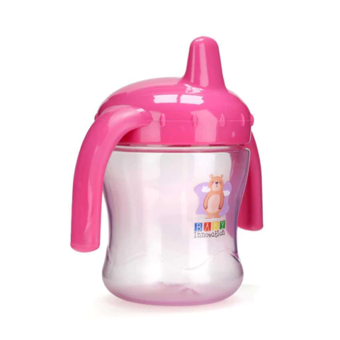 Vaso Antiderrame con Asas y Pico de Rígido Baby Innovation Rosa +8M