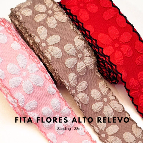 Fita Sanding Flores alto-relevo 38mm (3 metros) - comprar online