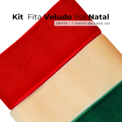 Kit Fita Veludo lisa Natal 38mm - 1 metro de cada cor
