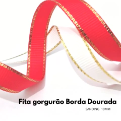 Fita gorgurão Borda Dourada Sanding 10mm - 5 metros - Atelie Rosa di Pano