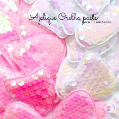 Aplique Orelha Paetê 6cm - (2 unidades)