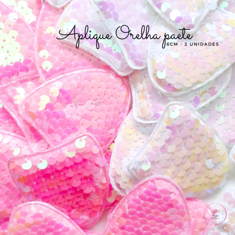 Aplique Orelha Paetê 6cm - (2 unidades)