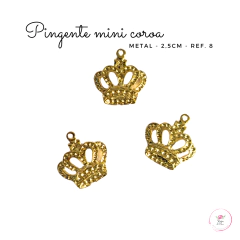 Pingente Mini Coroa 2,5cm - modelo 8 (2 unidades)