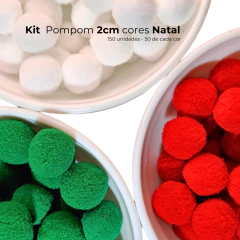 Kit Pompom Bolinha 2cm Cores Natal 150 unidades