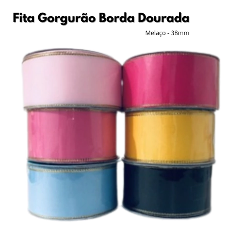 Fita Gorgorão Borda Dourada Melaço - 38mm (rolo com 3 metros) - comprar online