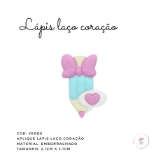 Aplique Lápis laço coração emborrachado 2,1cm x 3,1cm - comprar online