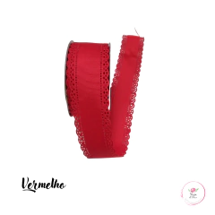 Fita gorgurão lisa com Borda vazada 35mm