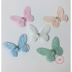 APLIQUE BORBOLETA ORGANZA COM PEDRINHA (2 UNIDADES)