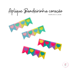 Aplique Bandeirinha Coração Acrílico (2 unidades)