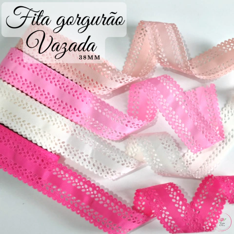 Fita gorgurão Vazada folha importada 38mm (5 metros) - comprar online