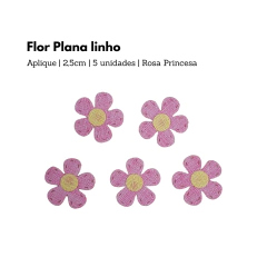 Aplique Flor Plana Linho - 2,5cm (5 unidades)
