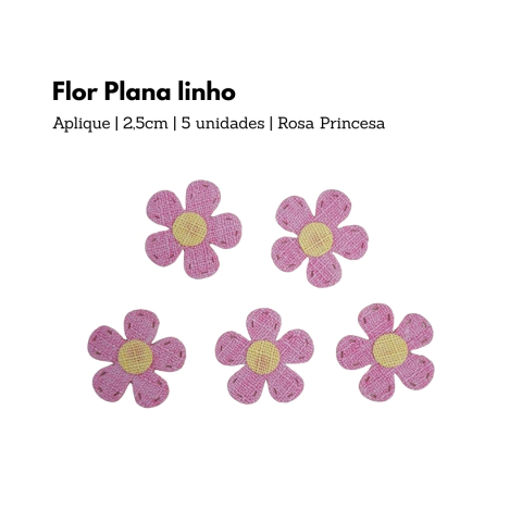 Aplique Flor Plana Linho - 2,5cm (5 unidades)