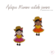 Aplique Menina vestido junino emborrachado 4,5cm